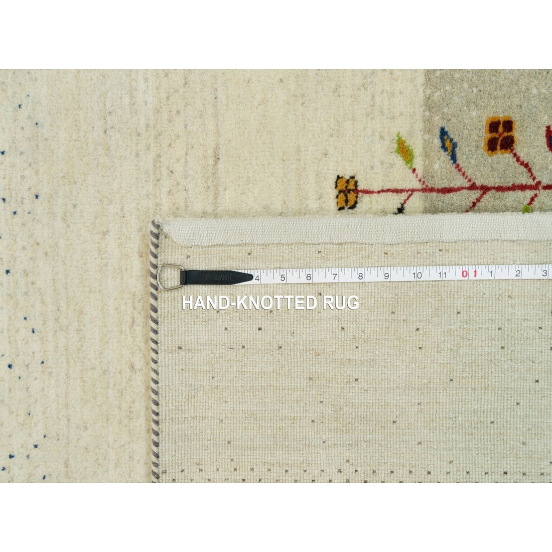 Rug 8'9"x11'8" Swan White Gabbeh Tree Soft Wool Hand Knotted Oriental - 12