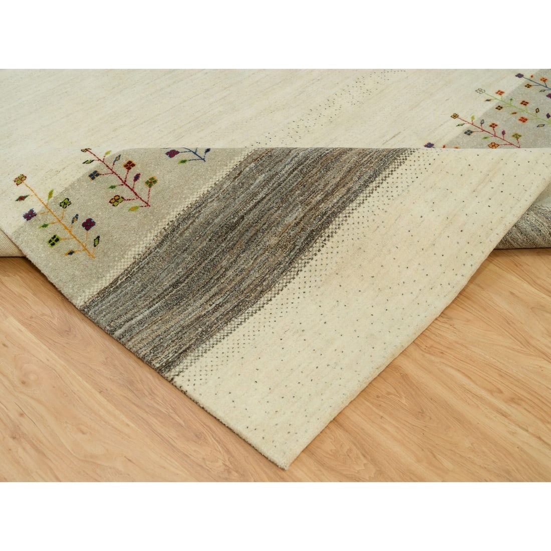 Rug 8'9"x11'8" Swan White Gabbeh Tree Soft Wool Hand Knotted Oriental - 7