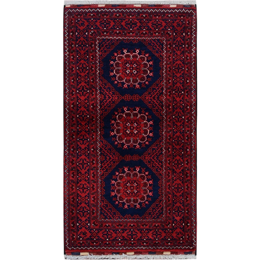 Rug 2'2"x4' Red Hand Knotted Afghan Khamyab Tribal Design Pure Wool Sample: Rug 2'2"x4' Red Hand Knotted Afghan Khamyab Tribal Design Pure Wool Sample This listing features Rug 2'2"x4' Red Hand Knotted Afghan Khamyab Tribal Design Pure Wool Sample. Item specifics are provided