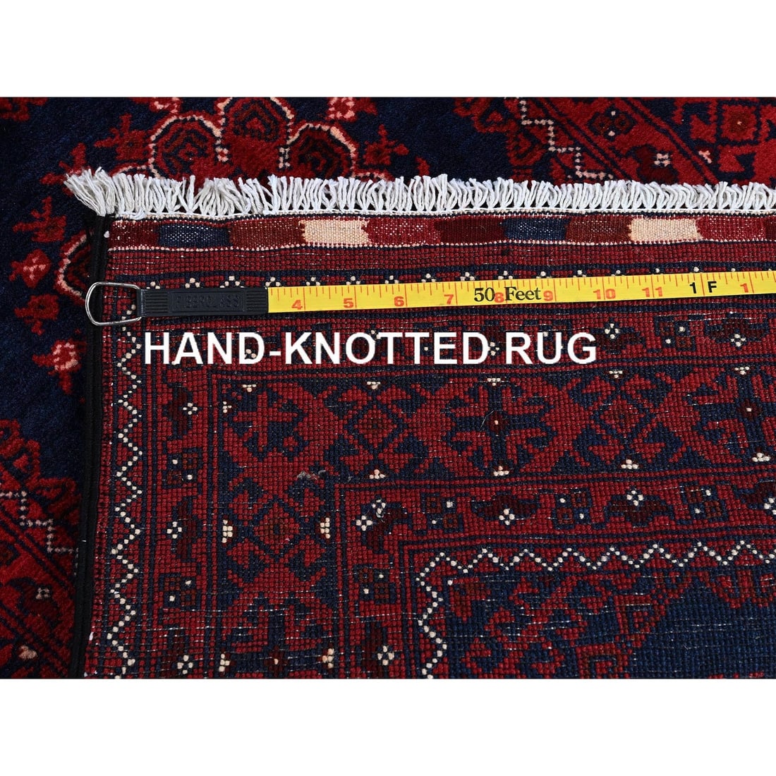 Rug 2'2"x4' Red Hand Knotted Afghan Khamyab Tribal Design Pure Wool Sample - 7