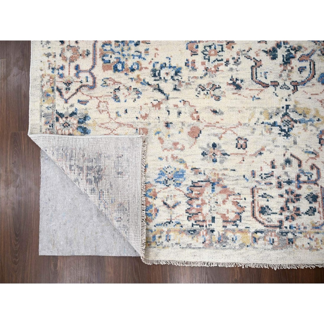 Rug 8'10"x11'10" Ivory Pure Wool Hand Knotted Mahal Design Oriental - 5