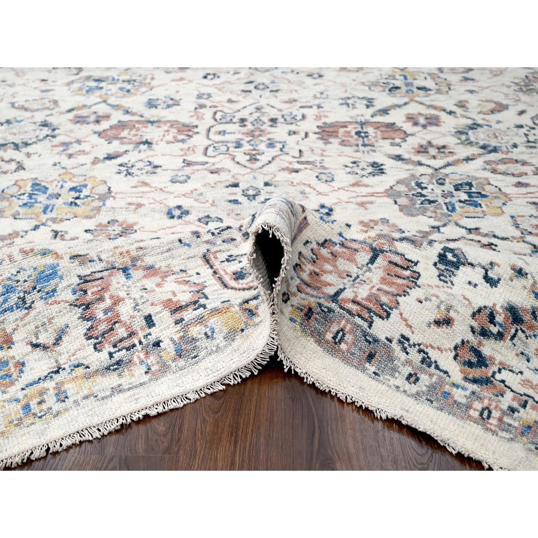 Rug 8'10"x11'10" Ivory Pure Wool Hand Knotted Mahal Design Oriental - 6