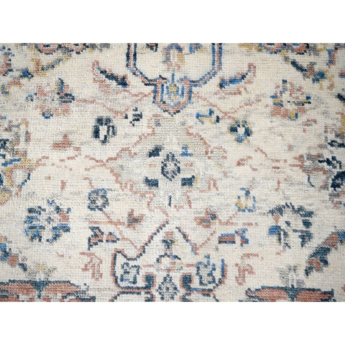 Rug 8'10"x11'10" Ivory Pure Wool Hand Knotted Mahal Design Oriental - 9