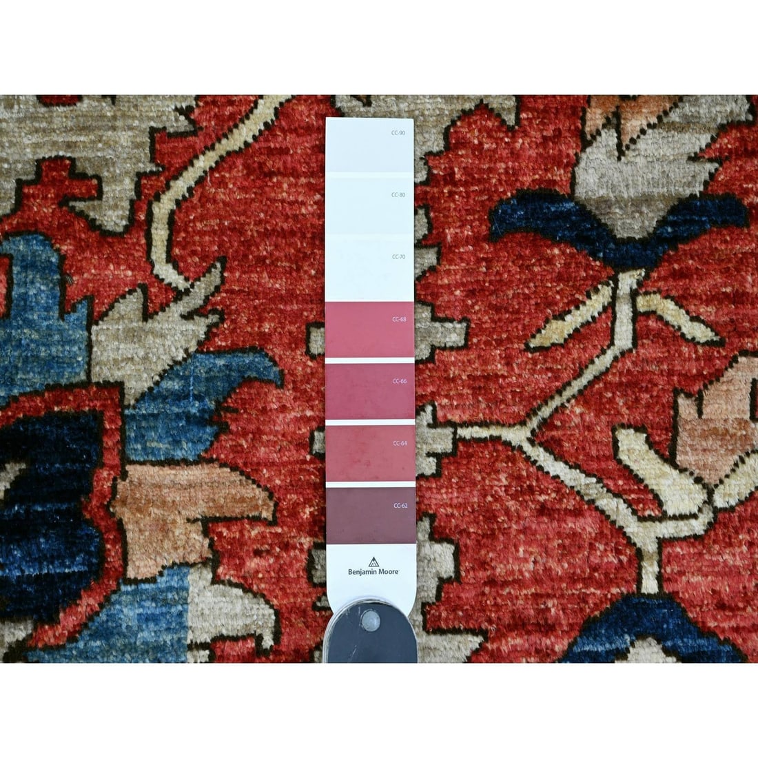 Wool Oriental Rug - 9'6"x12' Red Hand Knotted Aryana Heris Design Abrash - 7
