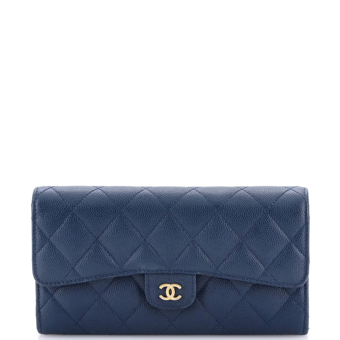 Long Chanel CC Gusset Classic Flap Wallet Quilted Caviar (1 of 8)