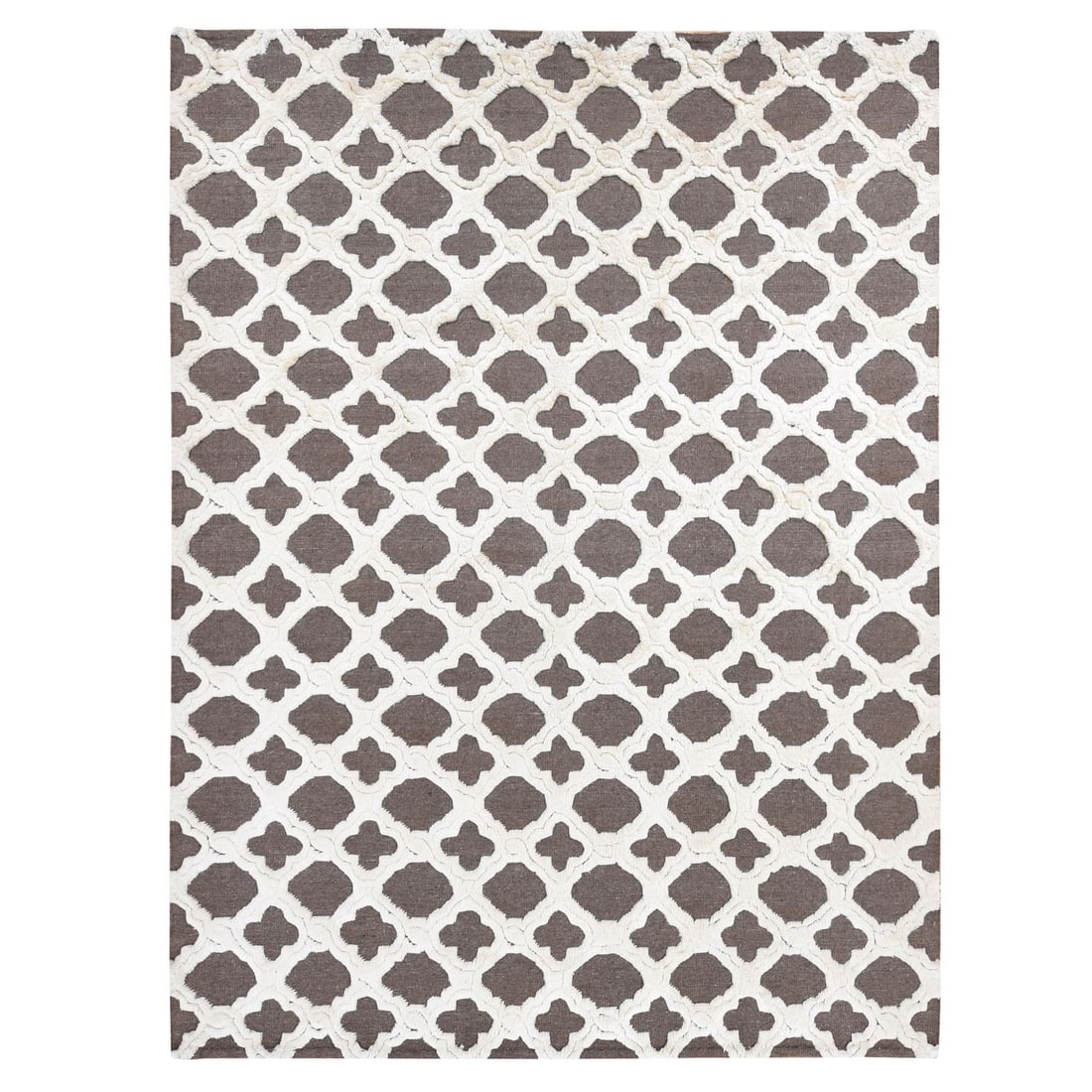 Rug 9'3"x11'7" Ivory Wool Hand Knotted High and Lo Pile Oriental (1 of 12)