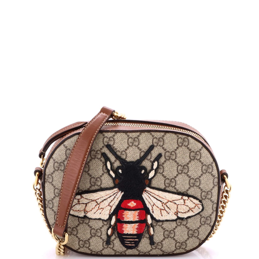 Mini Gucci Chain Crossbody Bag Embroidered GG Coated Canvas (1 of 5)