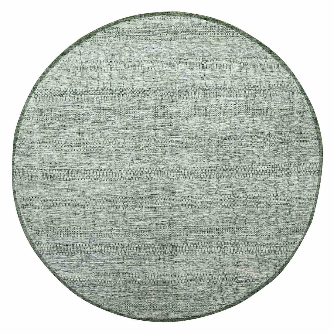 Design 12'x12' Green Hand Knotted Rug Pure Wool Round Oxidized Grass (1 of 11)