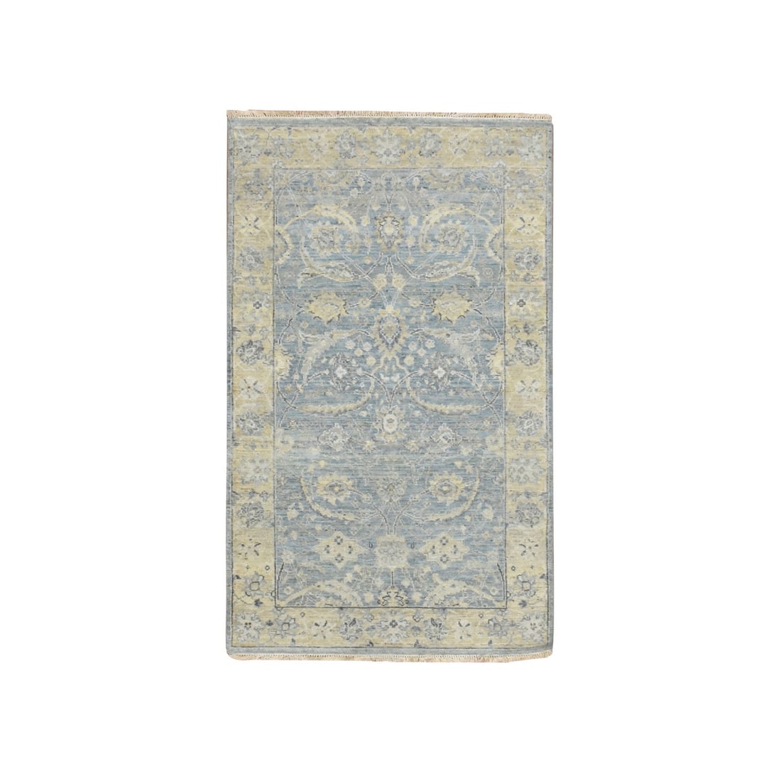 Rug 3'x5' Steel Blue Hand Knotted Sickle Leaf Design Pure Wool Zero Pile: Rug 3'x5' Steel Blue Hand Knotted Sickle Leaf Design Pure Wool Zero Pile This listing features Rug 3'x5' Steel Blue Hand Knotted Sickle Leaf Design Pure Wool Zero Pile. Item specifics are provided