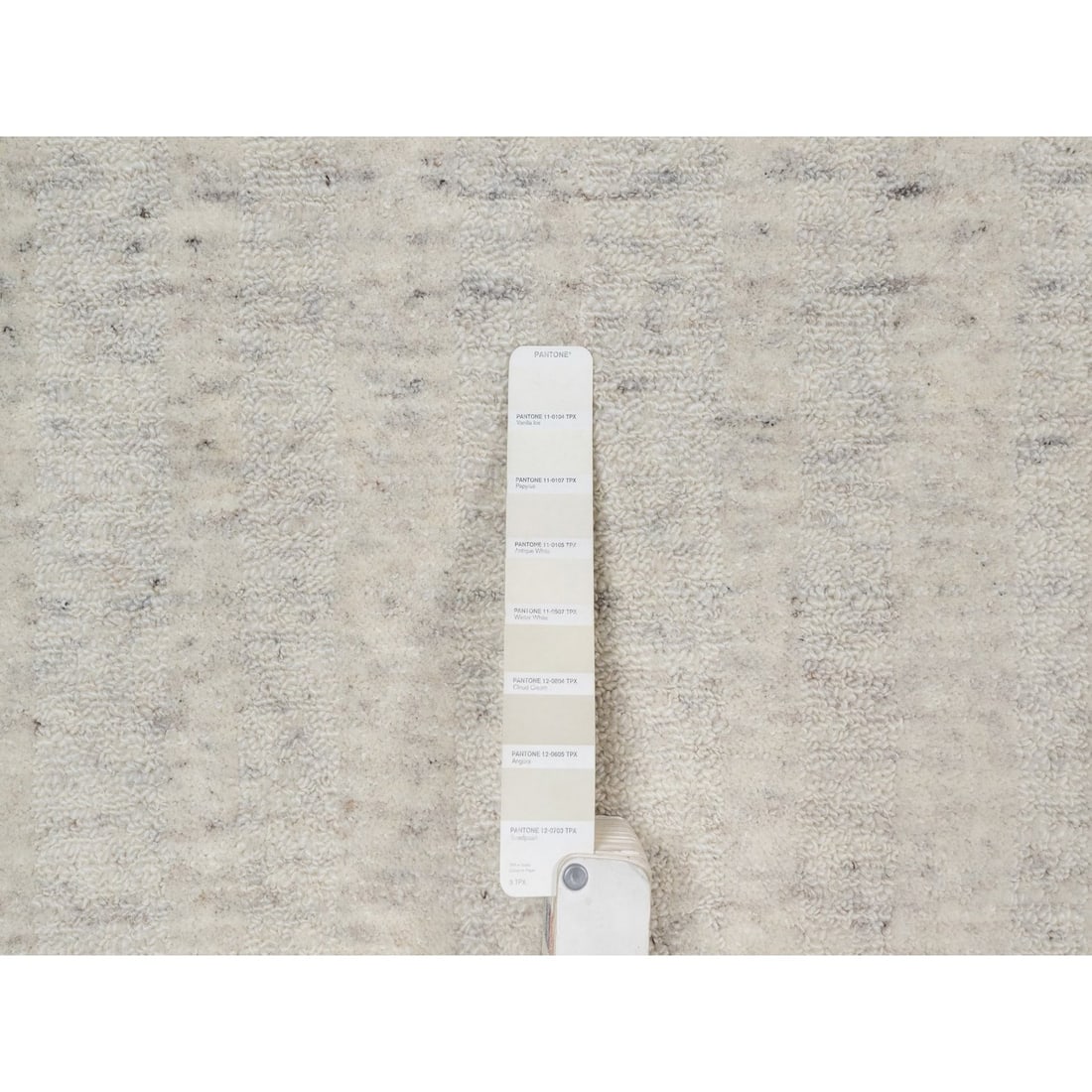 Rug 2'7"x12' Ivory Vertical Stripe Design Natural Wool Hand Loomed Runner - 4