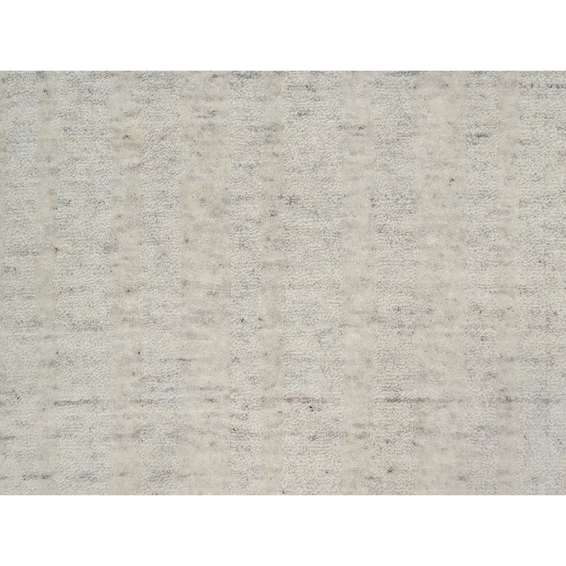 Rug 2'7"x12' Ivory Vertical Stripe Design Natural Wool Hand Loomed Runner - 5