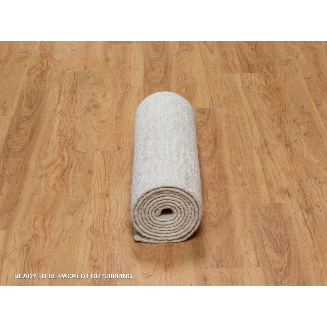 Rug 2'7"x12' Ivory Vertical Stripe Design Natural Wool Hand Loomed Runner - 6