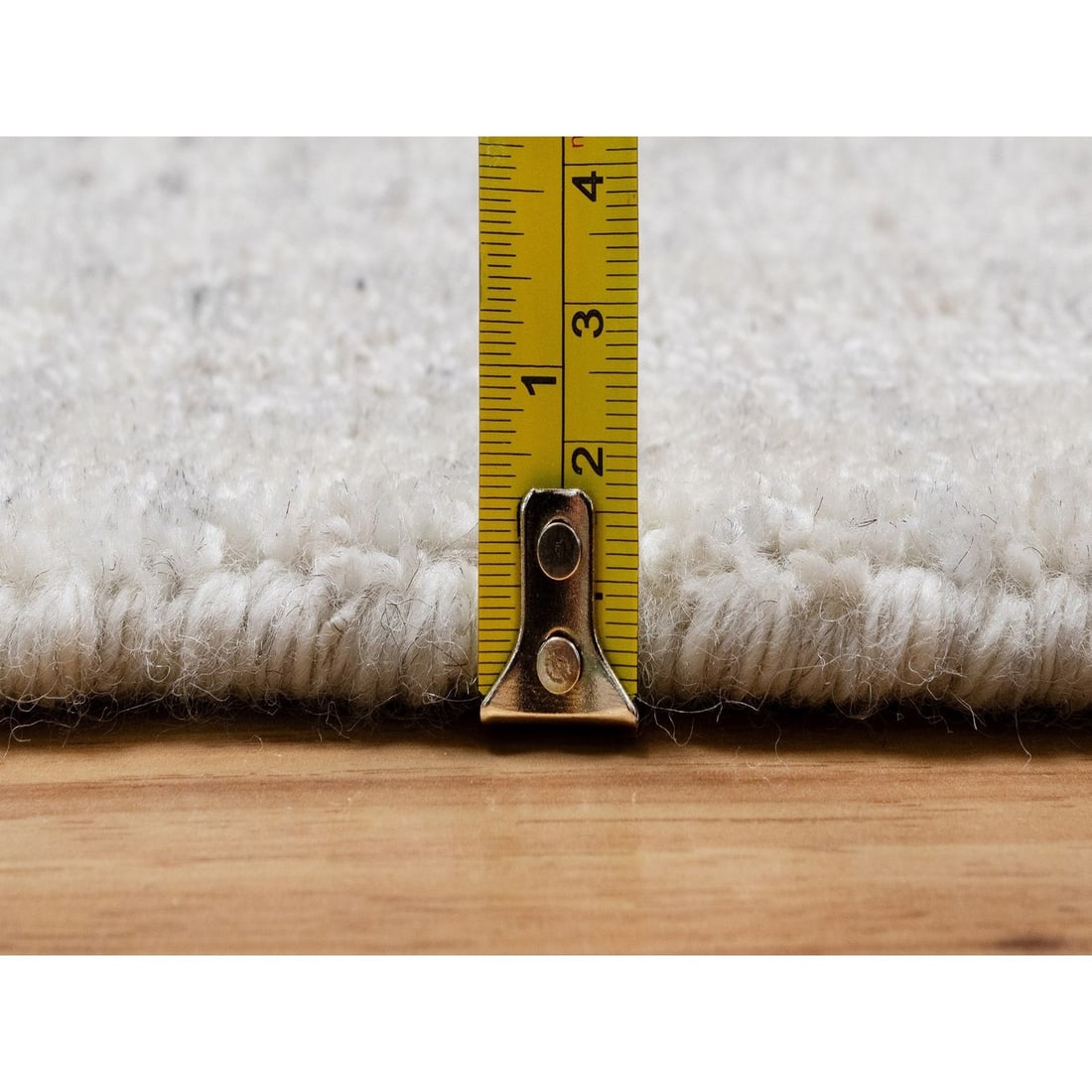 Rug 2'7"x12' Ivory Vertical Stripe Design Natural Wool Hand Loomed Runner - 7