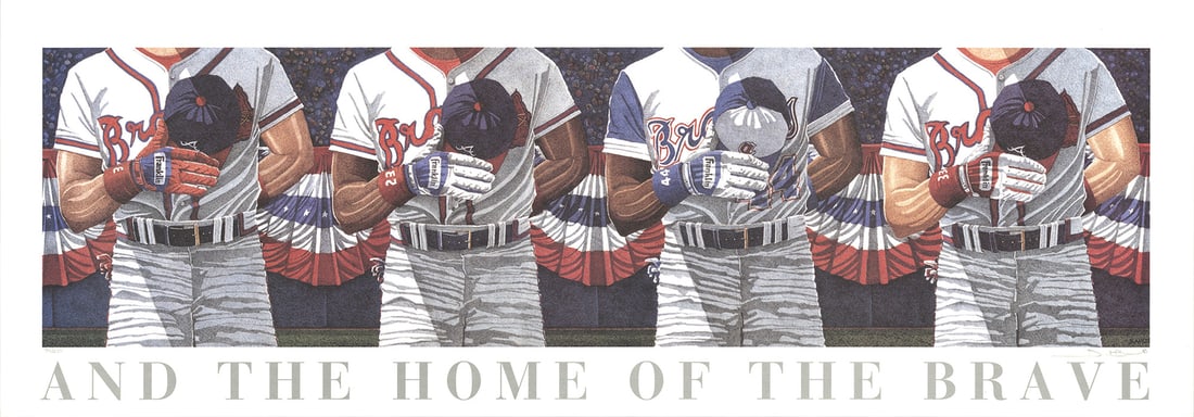 Outsider DWIGHT BAIRD Home Of The Brave SIGNED 14" x 40" Offset Lithograph 1994 (1 of 4)