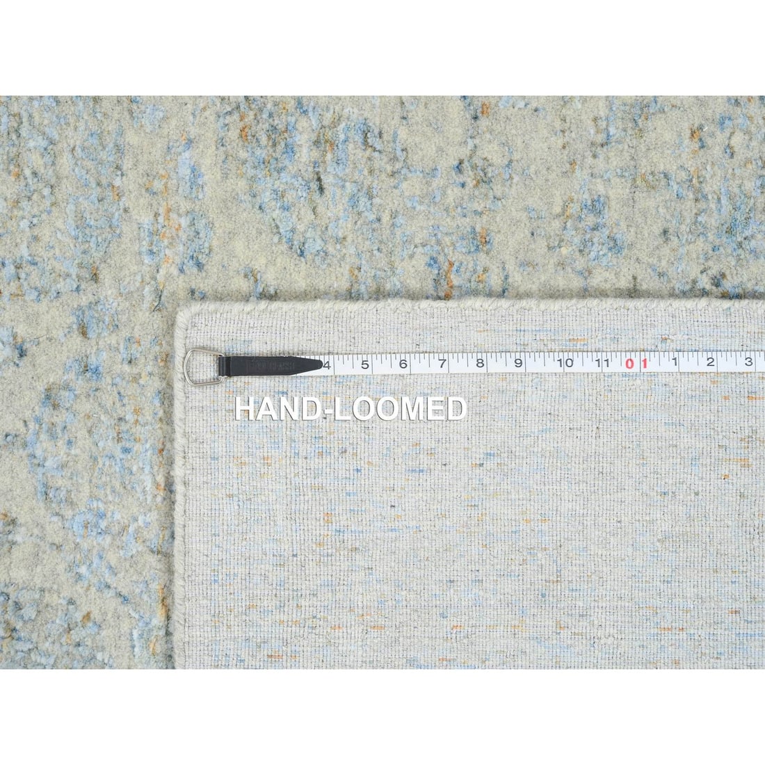 Rug 6'2"x9' Gray Wool and Silk Jacquard Hand Loomed Tebraz Design - 11