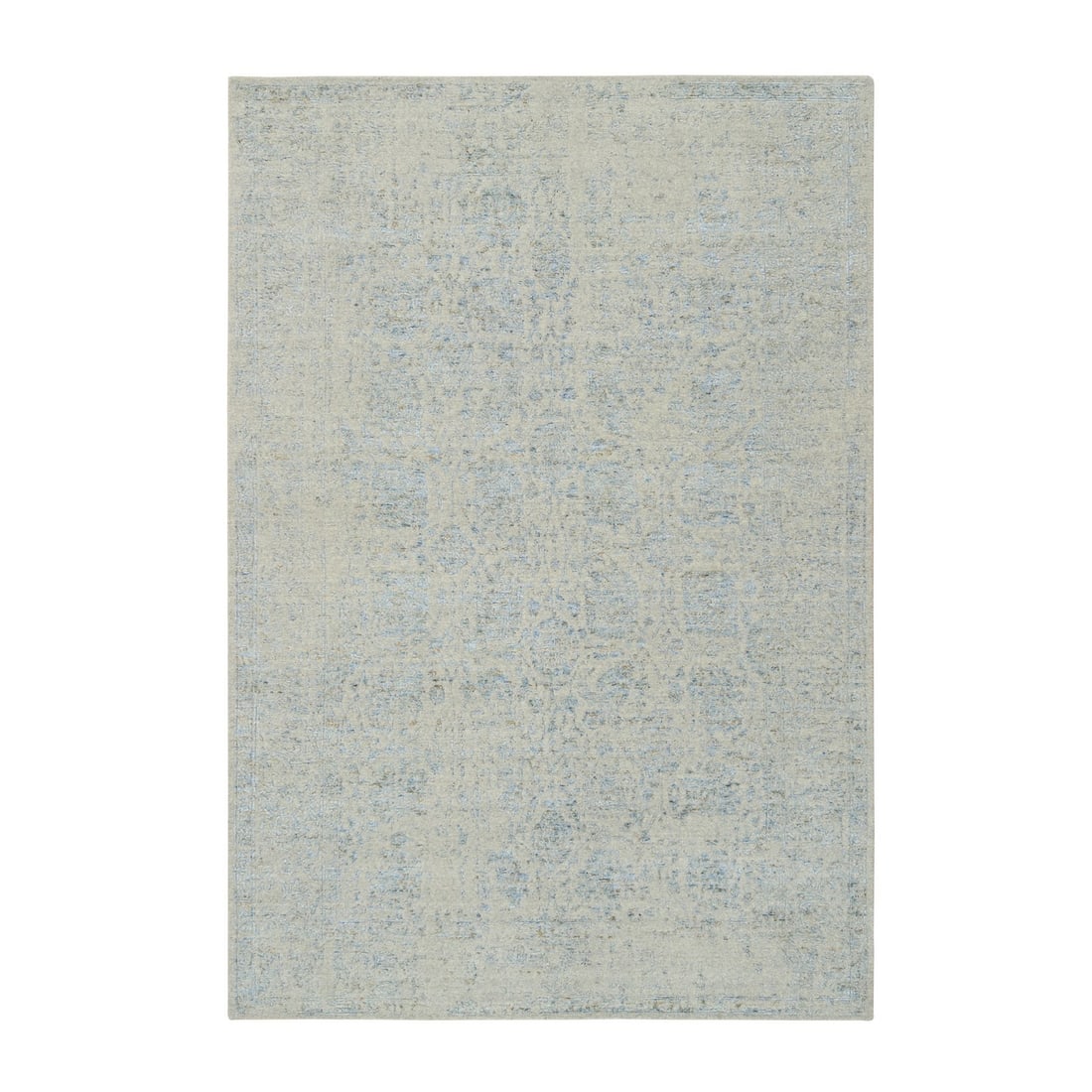 Rug 6'2"x9' Gray Wool and Silk Jacquard Hand Loomed Tebraz Design (1 of 11)