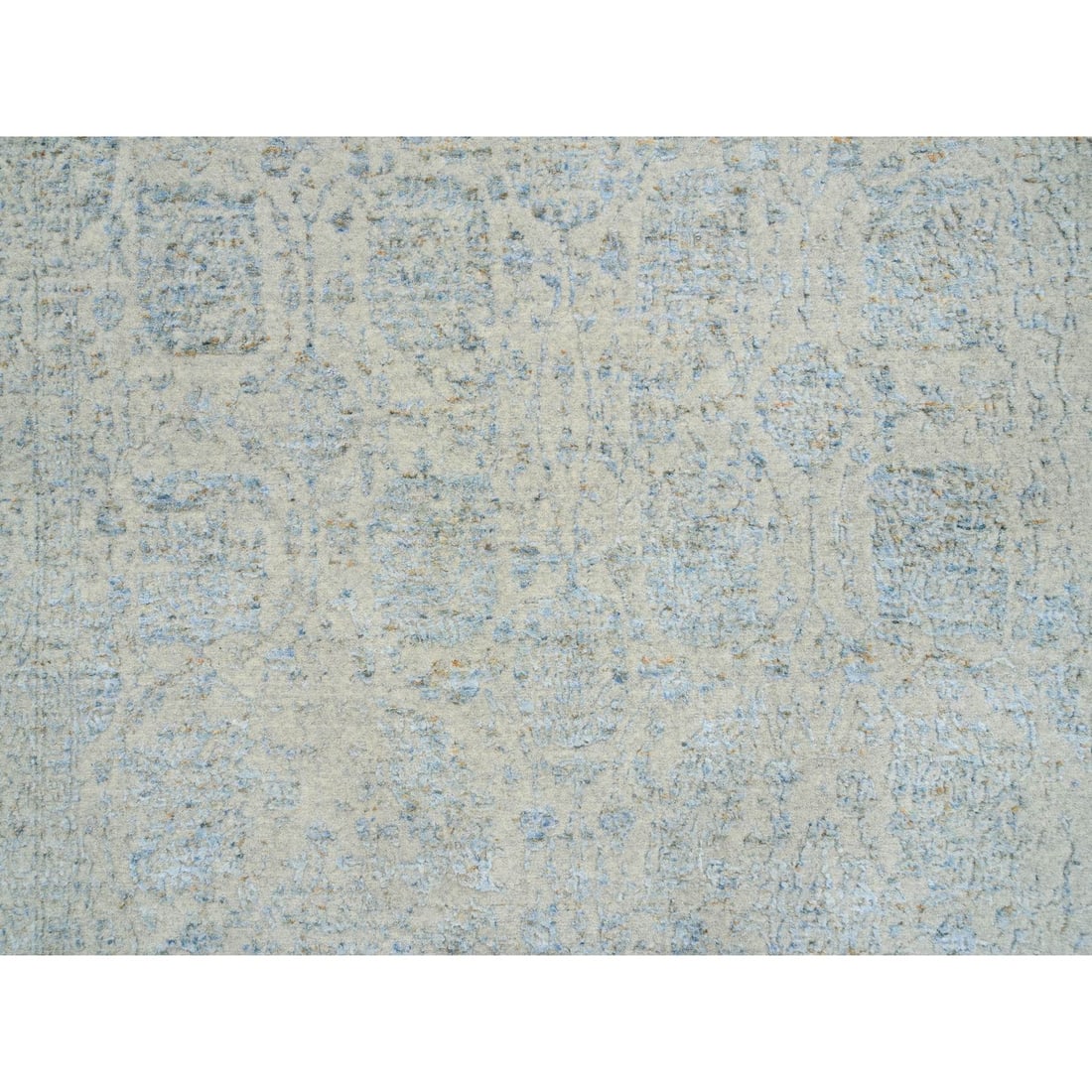 Rug 6'2"x9' Gray Wool and Silk Jacquard Hand Loomed Tebraz Design - 8