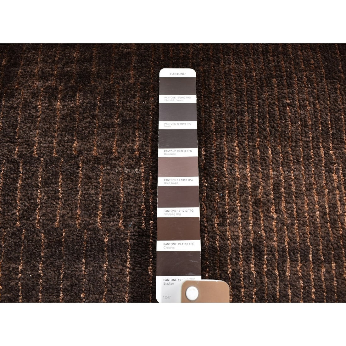 Rug 4'x6' Charcoal Brown Wool and Silk Tone on Tone Nepali Hand Knotted - 3