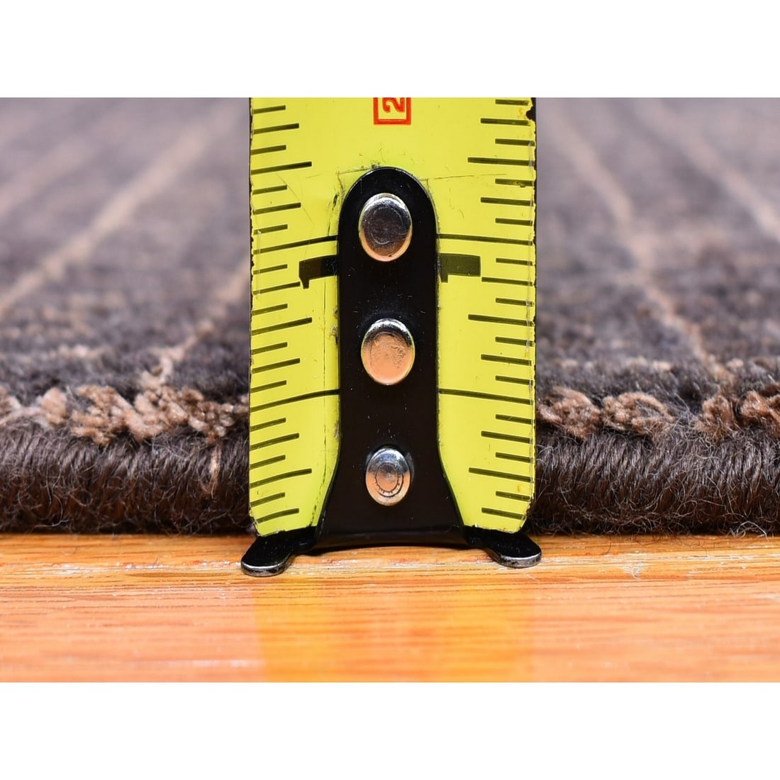 Rug 4'x6' Charcoal Brown Wool and Silk Tone on Tone Nepali Hand Knotted - 6