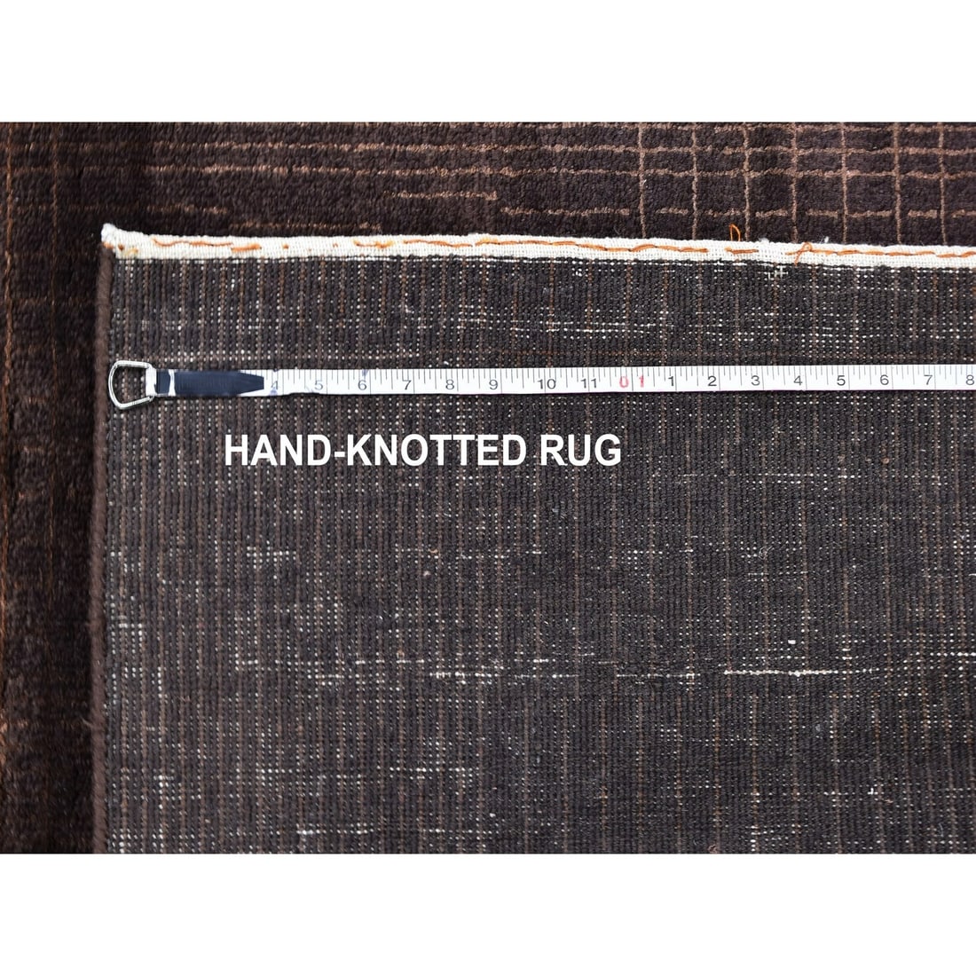 Rug 4'x6' Charcoal Brown Wool and Silk Tone on Tone Nepali Hand Knotted - 7