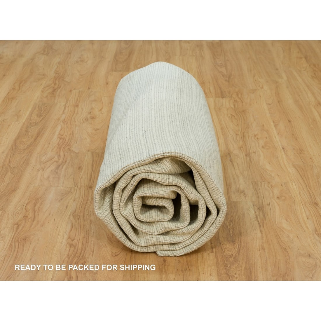 Rug 10'x13'9" Ivory Plain Decor Modern Box Design Loomed Knotted Wool - 10