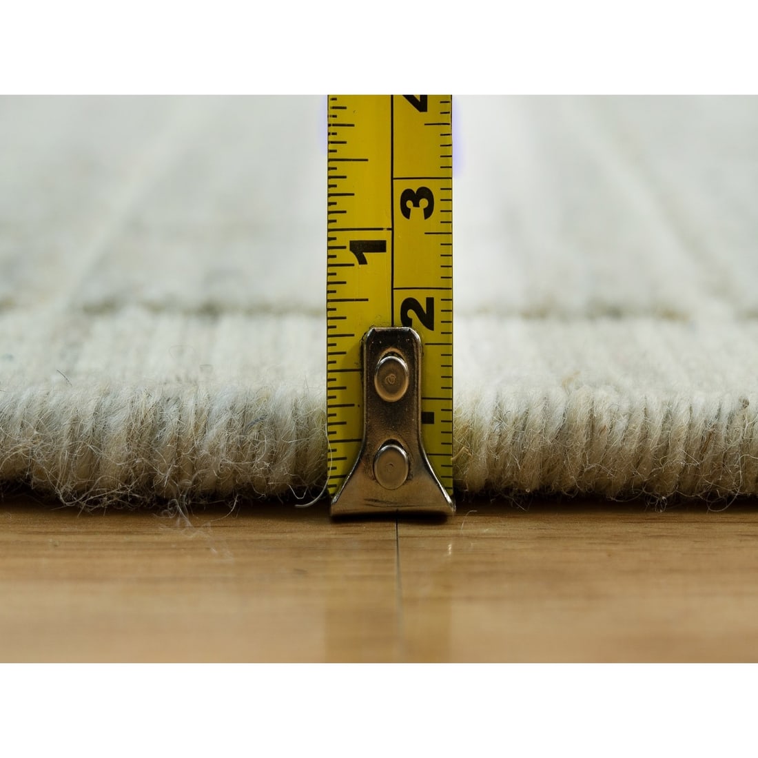 Rug 10'x13'9" Ivory Plain Decor Modern Box Design Loomed Knotted Wool - 11