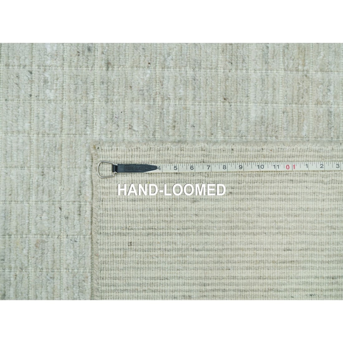 Rug 10'x13'9" Ivory Plain Decor Modern Box Design Loomed Knotted Wool - 12