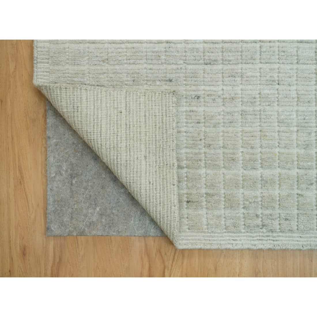 Rug 10'x13'9" Ivory Plain Decor Modern Box Design Loomed Knotted Wool - 5