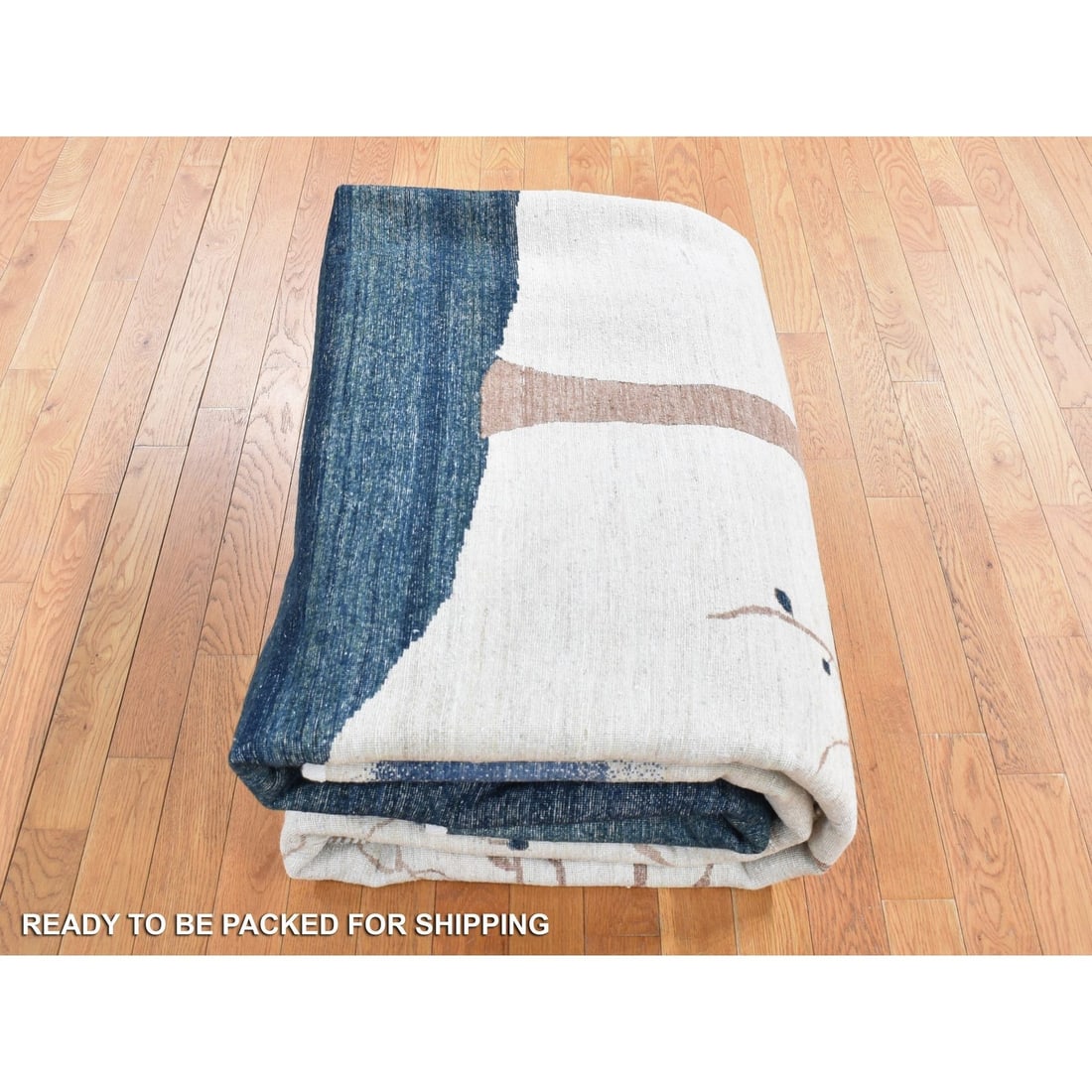 Rug 8'7"x12' Ivory Modern Wool Gabbeh Design Hand Knotted Oriental - 10