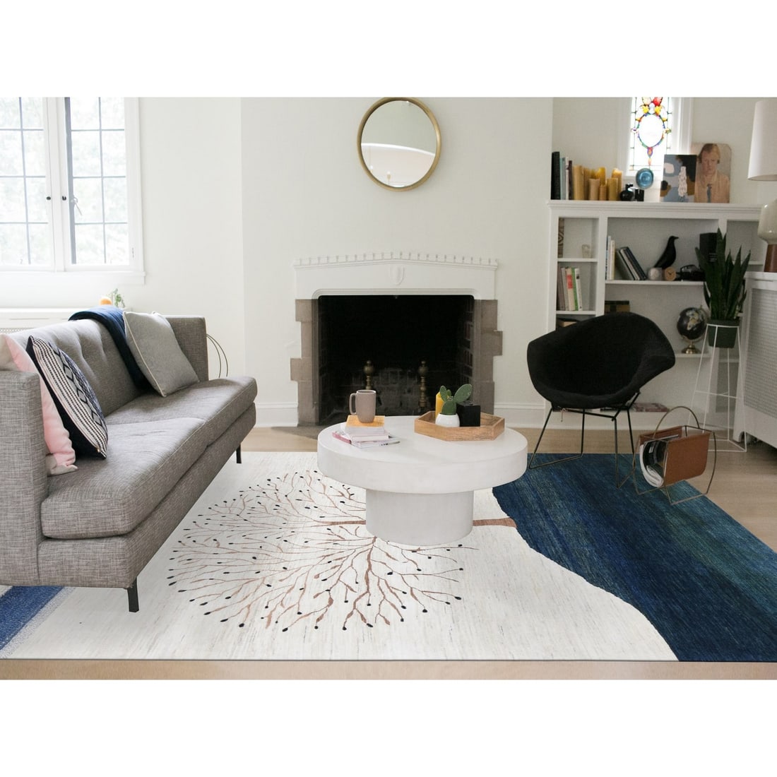 Rug 8'7"x12' Ivory Modern Wool Gabbeh Design Hand Knotted Oriental - 2