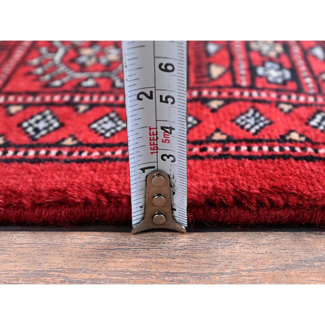 Rug 4'2"x6' Scarlet Red Princess Bokara Soft Wool Hand Knotted Oriental - 6