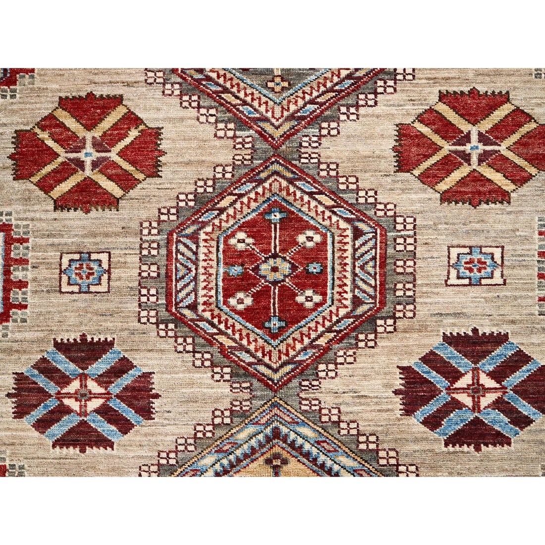 Rug 8'6"x9'10" Irish Cream Brown Afghan Super Kazak Wool Hand Knotted - 9