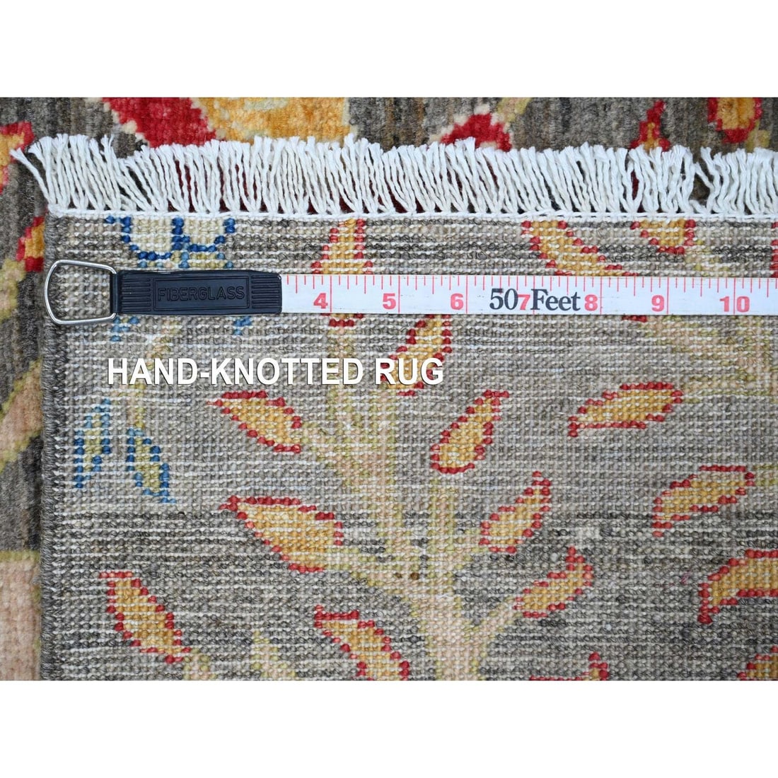 Rug 2'8"x5'8" Gray Peshawar Birds Design Hand Knotted Soft Wool Runner - 6