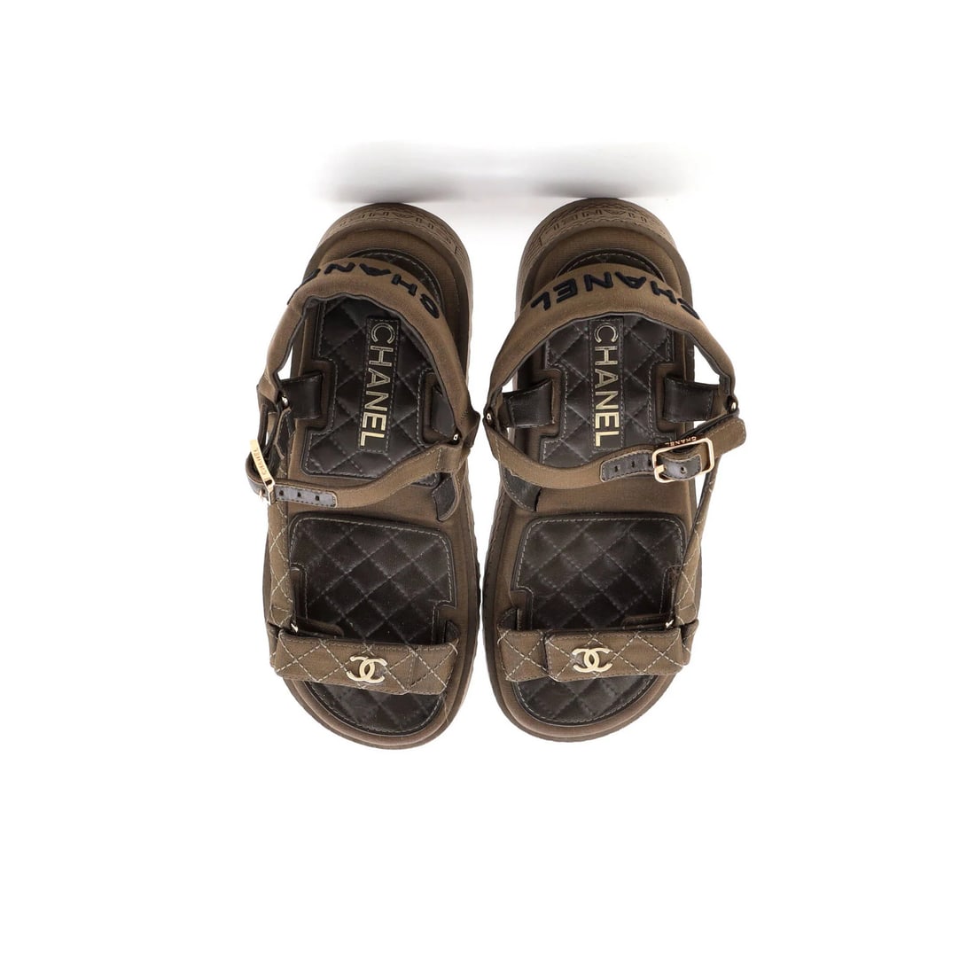 Grosgrain Chanel Women's CC Logo Strappy Slingback Platform Sandals - 2