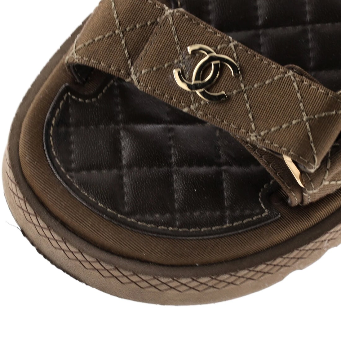 Grosgrain Chanel Women's CC Logo Strappy Slingback Platform Sandals - 5