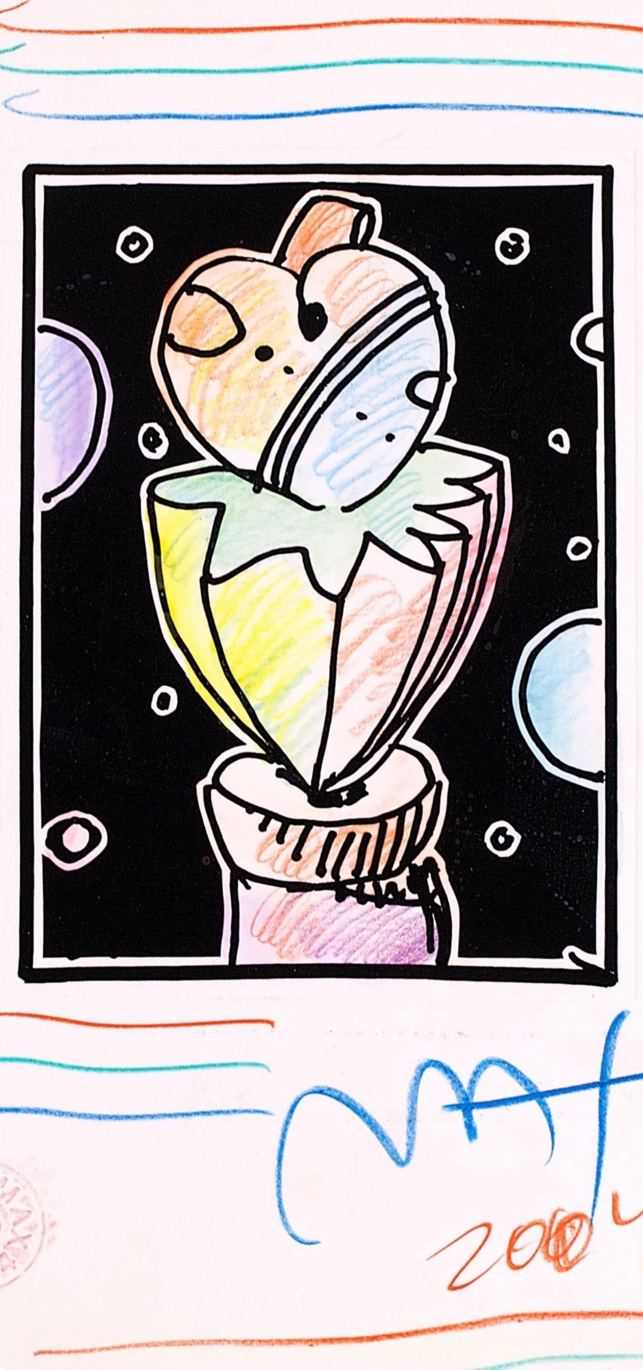 Official Edition Mixed Media - Peter Max - Abstract with Heart - Black and White Series - Hand - 2