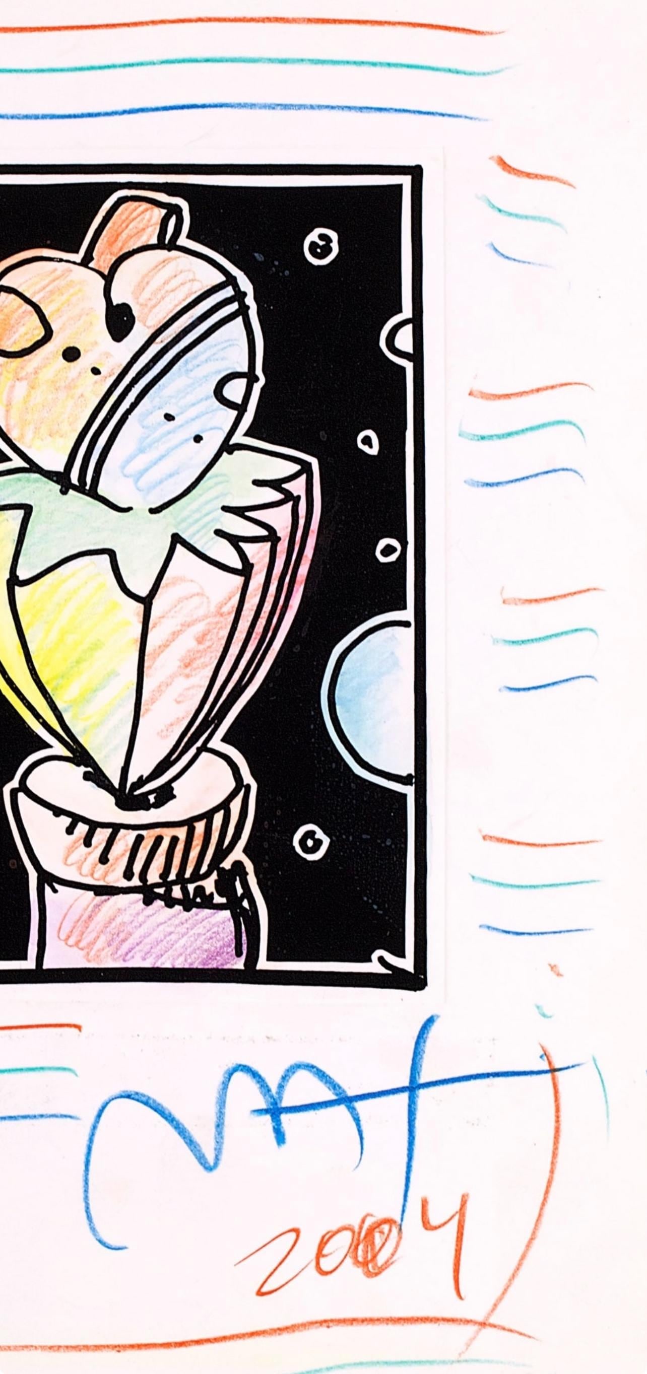 Official Edition Mixed Media - Peter Max - Abstract with Heart - Black and White Series - Hand - 4