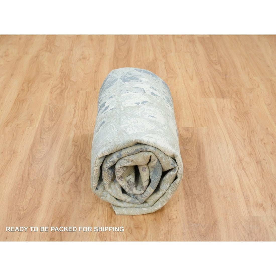 Rug 8'x9'10" Gray Wool & Silk THE HONEYCOMB Design Hand Knotted Oriental - 10