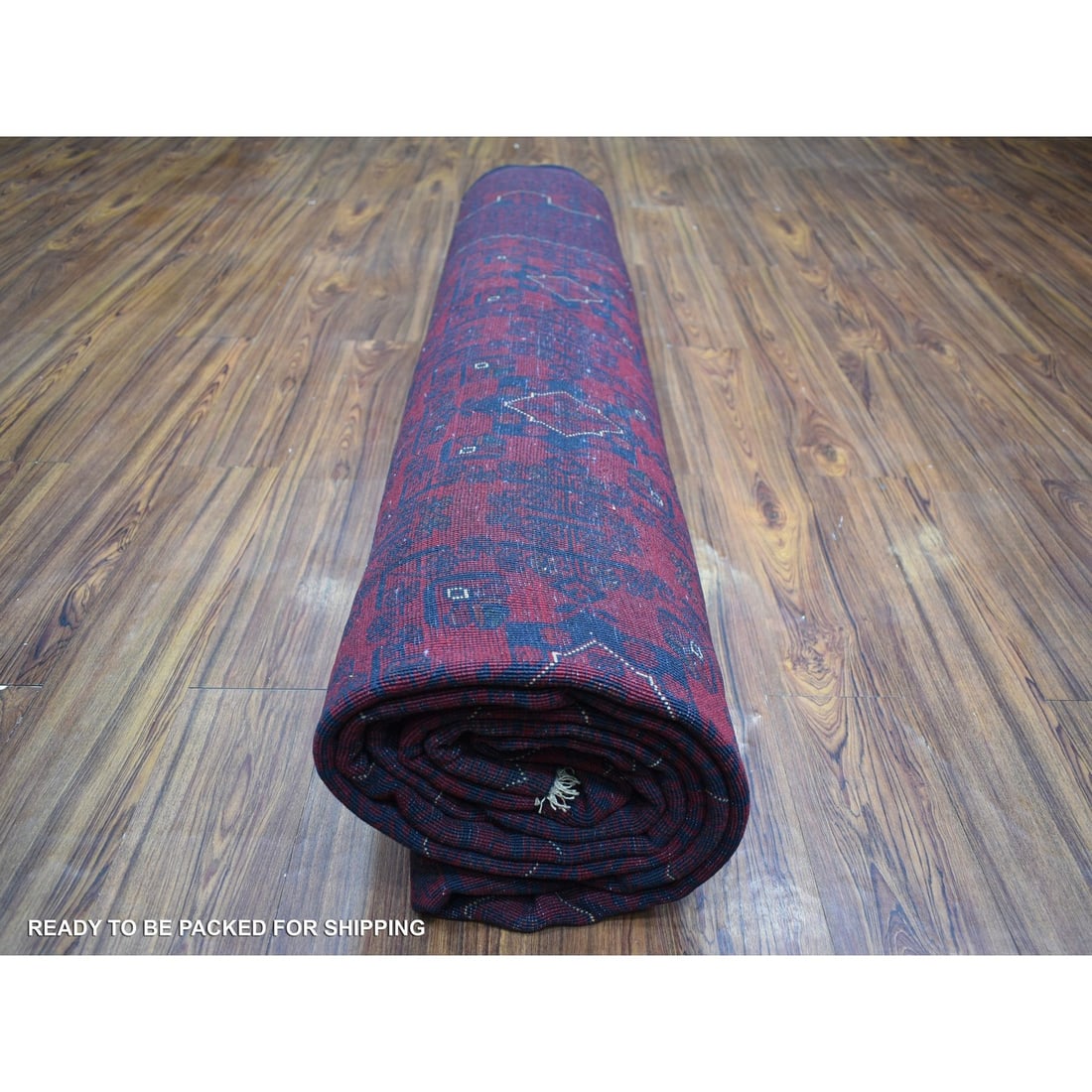 Rug 9'10"x12'6" Deep Red Afghan Khamyab Pure Wool Hand Knotted - 10