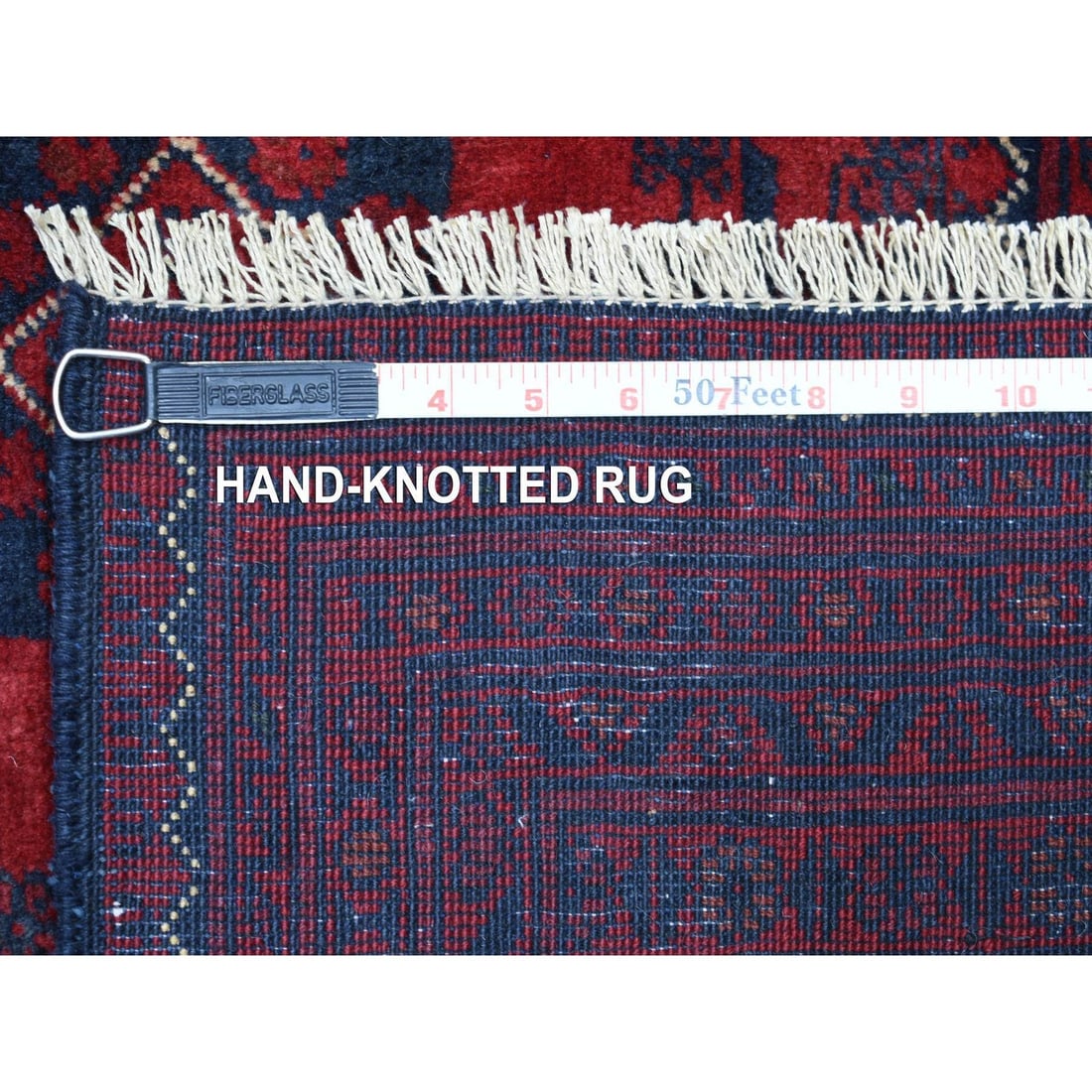 Rug 9'10"x12'6" Deep Red Afghan Khamyab Pure Wool Hand Knotted - 12