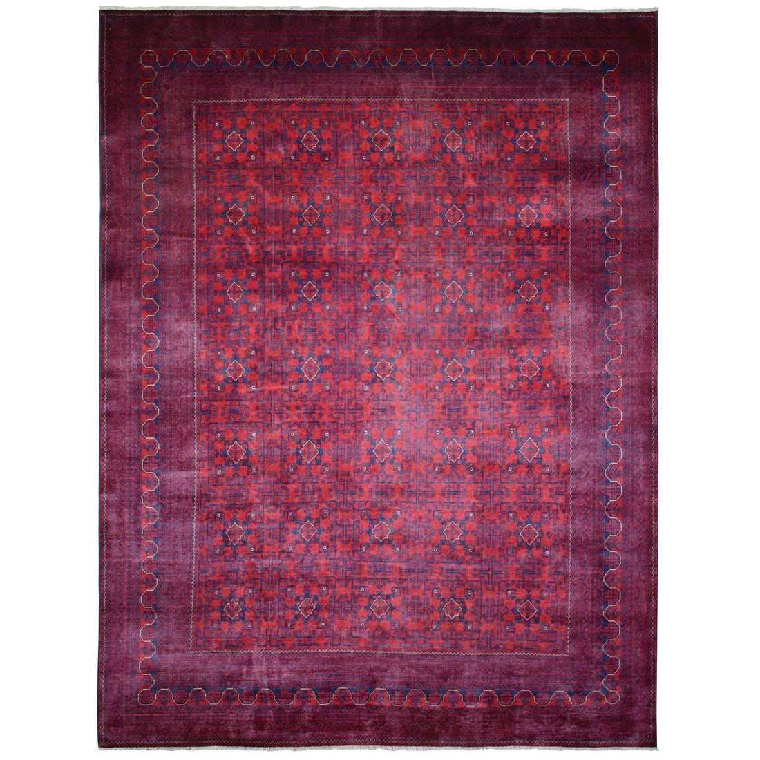 Rug 9'10"x12'6" Deep Red Afghan Khamyab Pure Wool Hand Knotted (1 of 12)