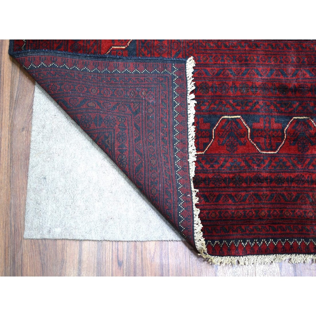 Rug 9'10"x12'6" Deep Red Afghan Khamyab Pure Wool Hand Knotted - 5