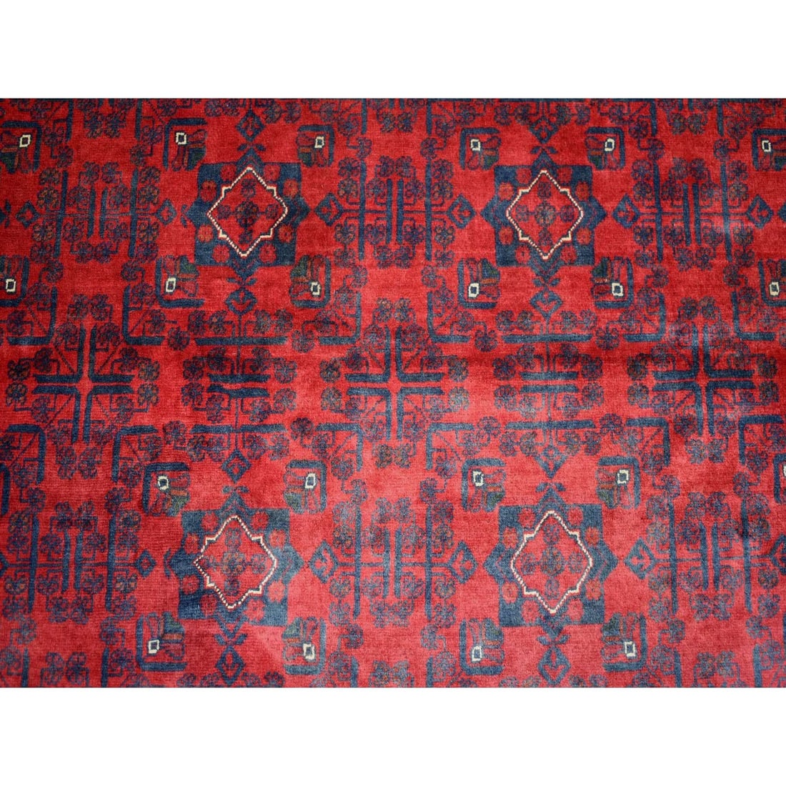 Rug 9'10"x12'6" Deep Red Afghan Khamyab Pure Wool Hand Knotted - 9