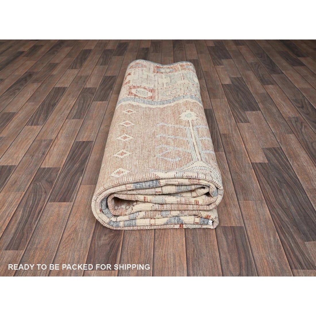 Design 8'10"x11'9" Orange Hand Knotted Rug Zero Pile Wool Anatolian Village - 10