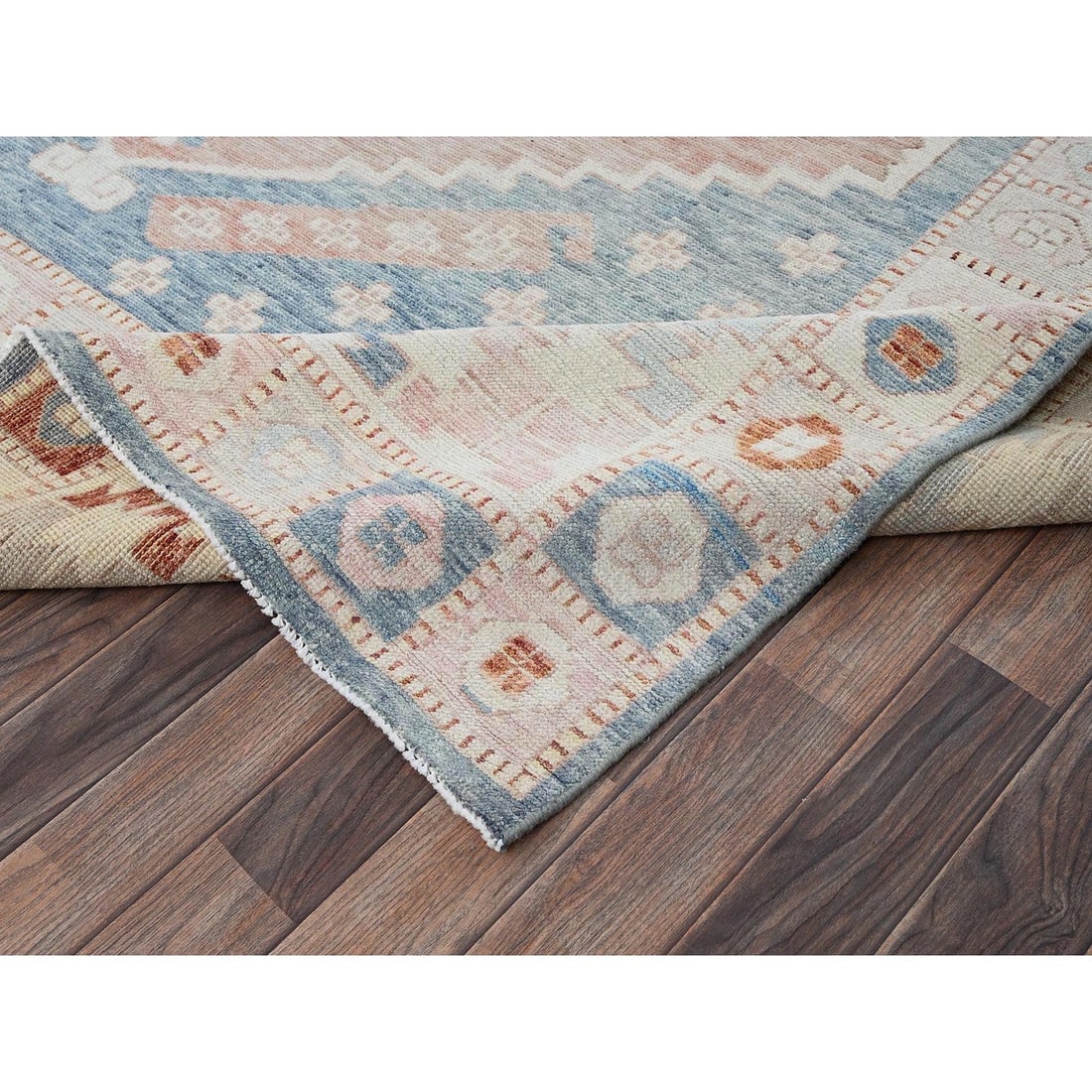 Design 8'10"x11'9" Orange Hand Knotted Rug Zero Pile Wool Anatolian Village - 7