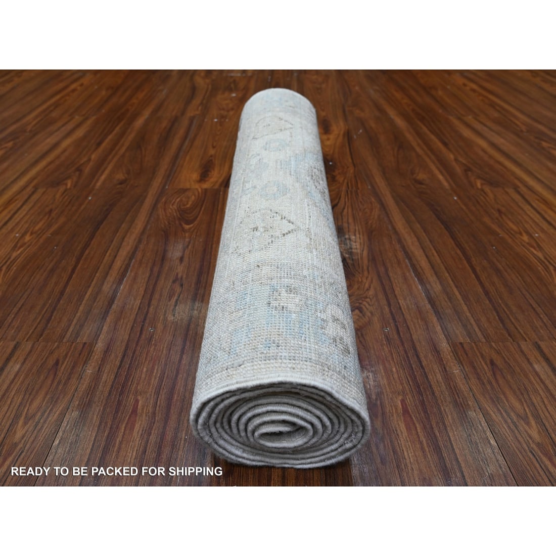 Rug 2'7"x9'5" White Hand Knotted Soft Wool White Wash Peshawar Runner - 4