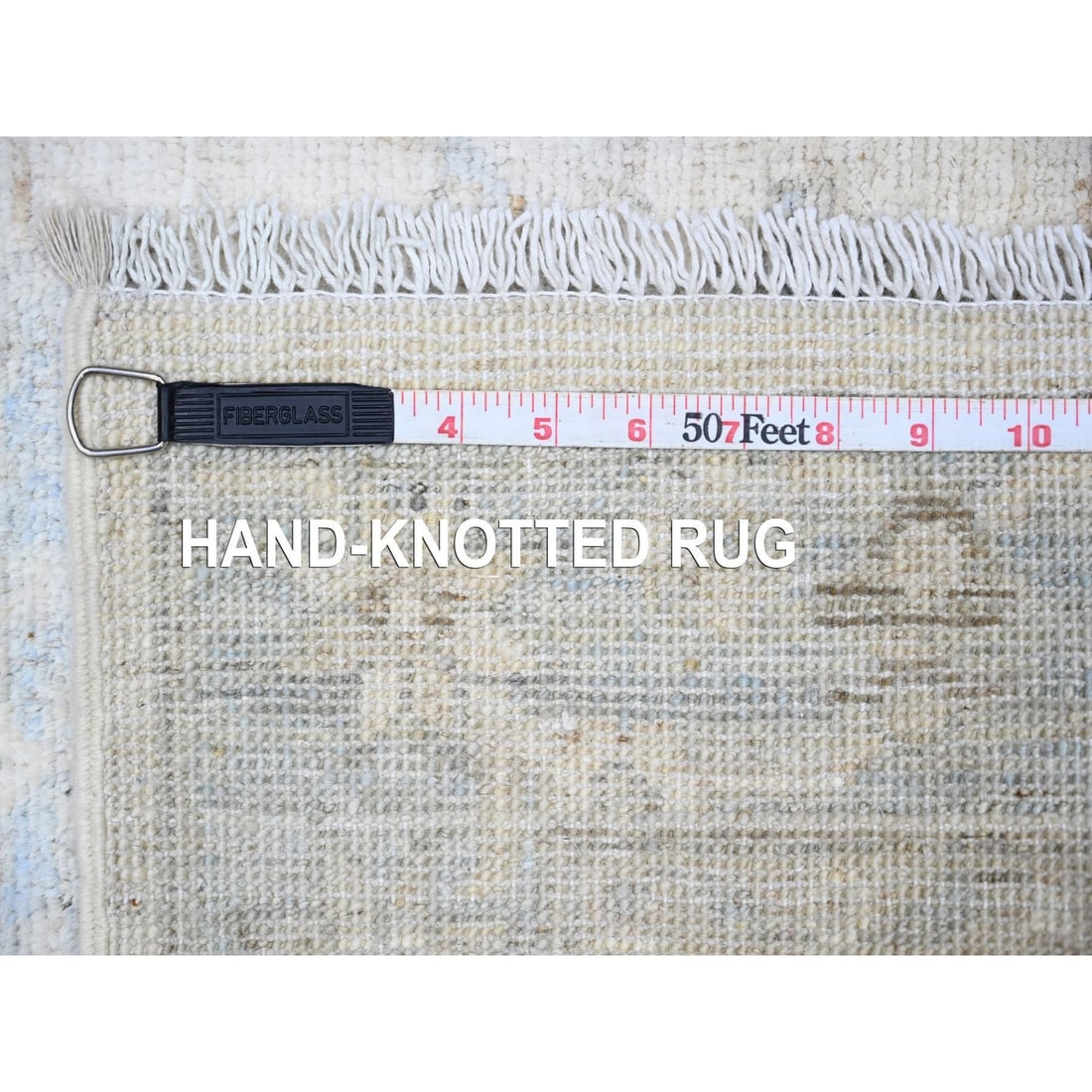 Rug 2'7"x9'5" White Hand Knotted Soft Wool White Wash Peshawar Runner - 6