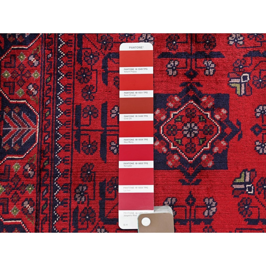 Rug 2'7"x4'5" Chili Red Afghan Khamyab Tribal Design Soft Wool Hand Knotted - 4