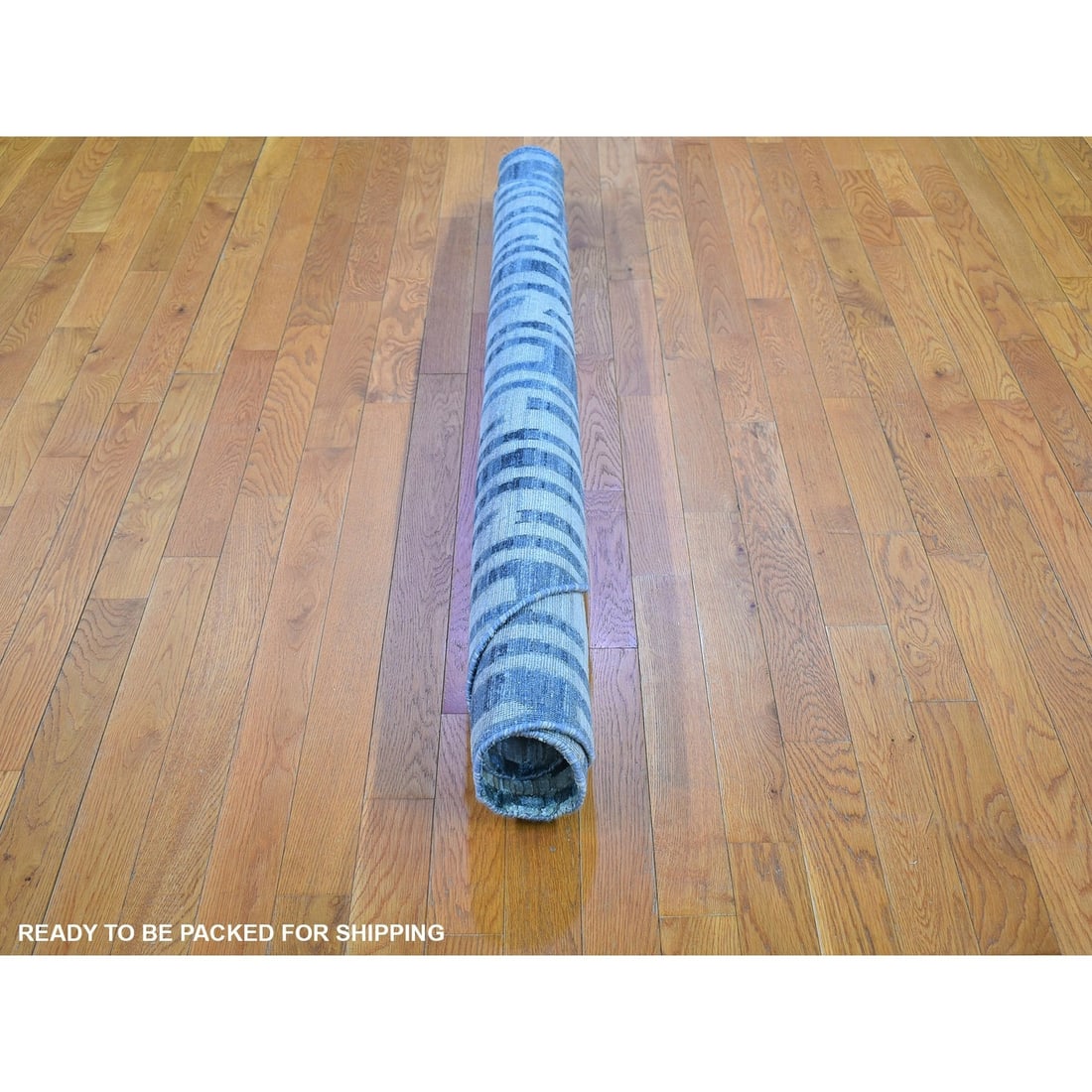 Rug 6'1"x6'1" Pure Silk and Wool Zigzag with Graph Design Hand Knotted - 5