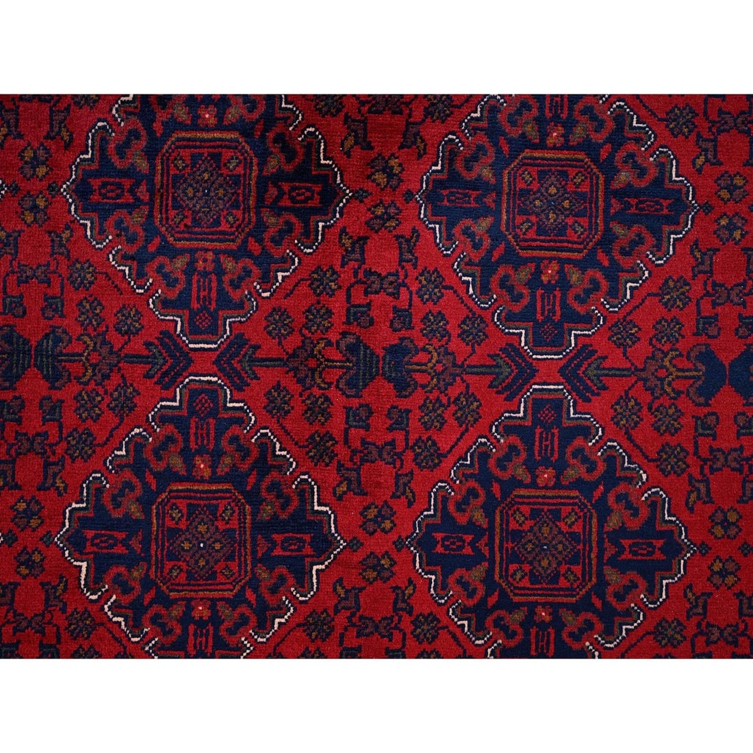 Rug 8'5"x11'2" Red Hand Knotted Afghan Khamyab with Geometric Pattern Wool - 9
